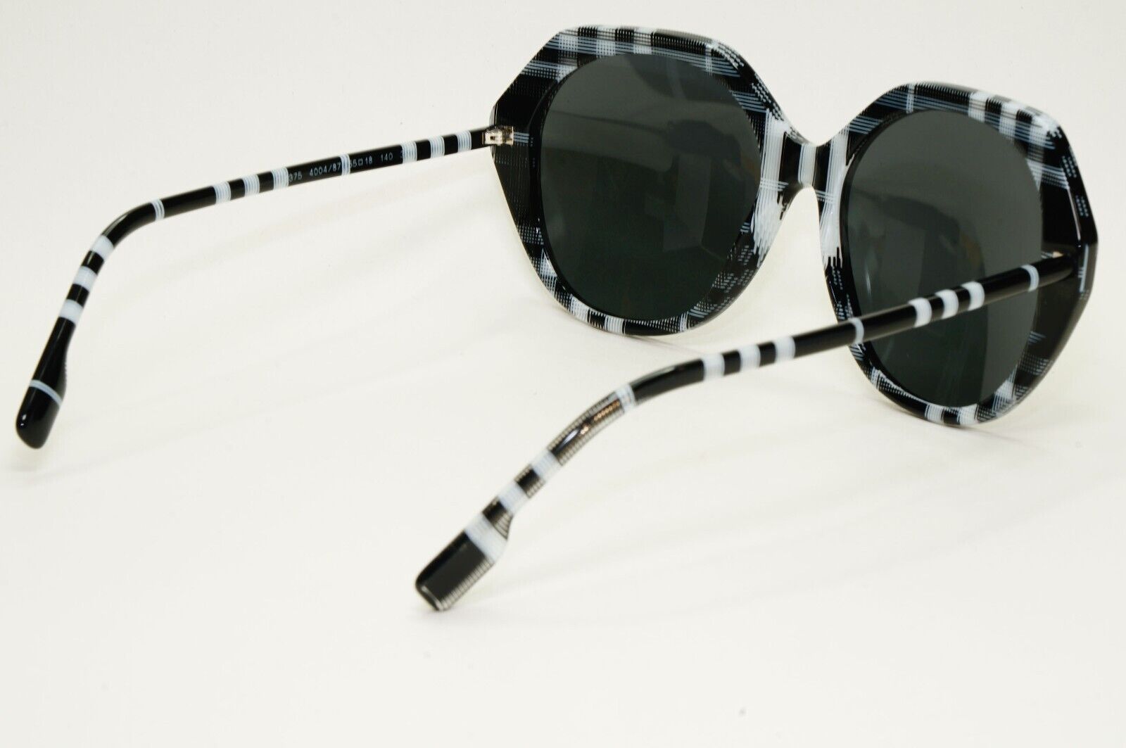 Burberry Sunglasses Black White Grey Check Plaid Vanessa BE 4375 4004/87 55mm