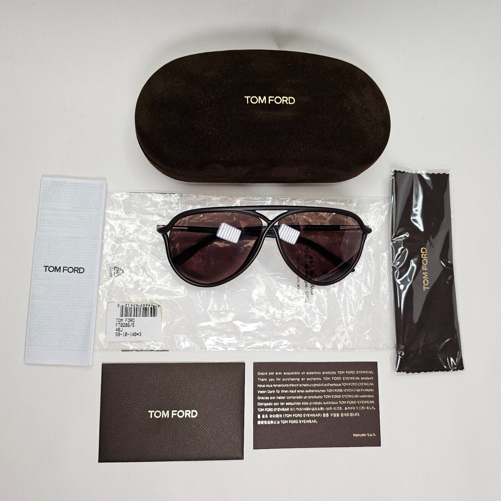 Tom Ford Sunglasses Maximillion Dark Brown Pilot Gold FT0206 TF 206 48J 59mm [a]