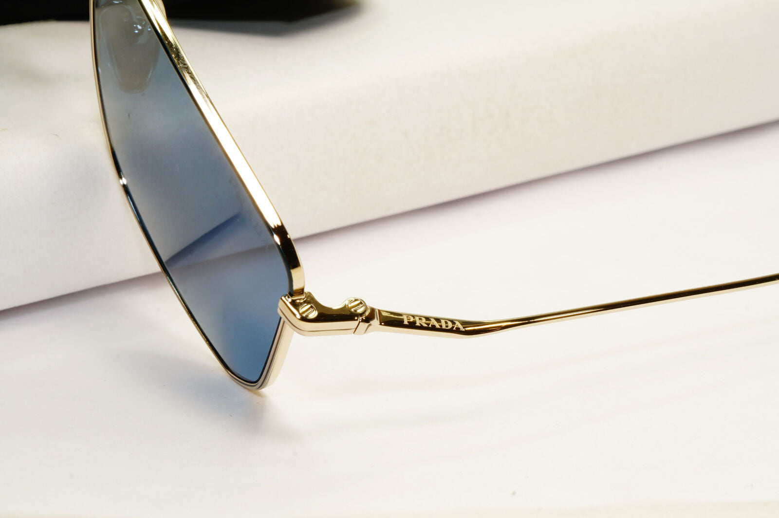 Prada Sunglasses Blue Gold Square Pilot Metal Navigator PR52YS SPR 52Y 02W-04P