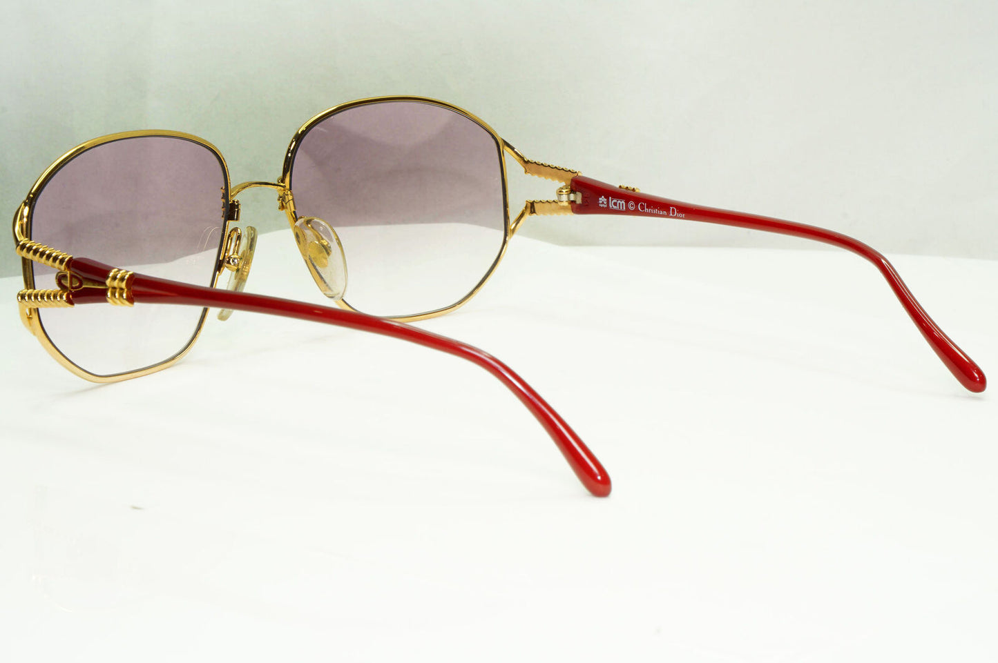 Dior Gold Red Sunglasses Vintage 1990s Germany Violet Womens Square 2492 43