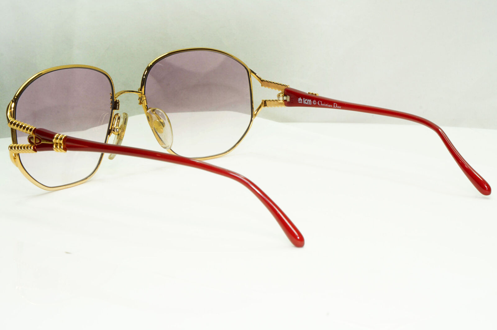 Dior Gold Red Sunglasses Vintage 1990s Germany Violet Womens Square 2492 43