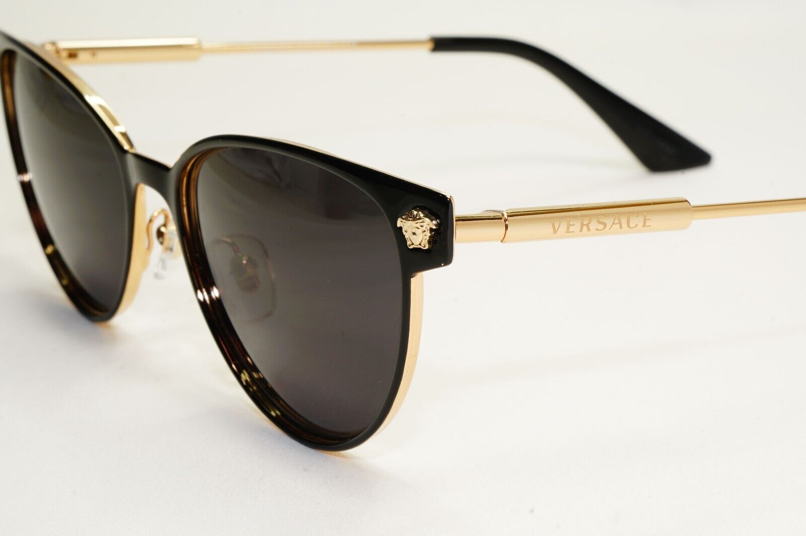 Versace Sunglasses Black Gold Medusa Metal Frame MOD VE 1277 1433 54mm