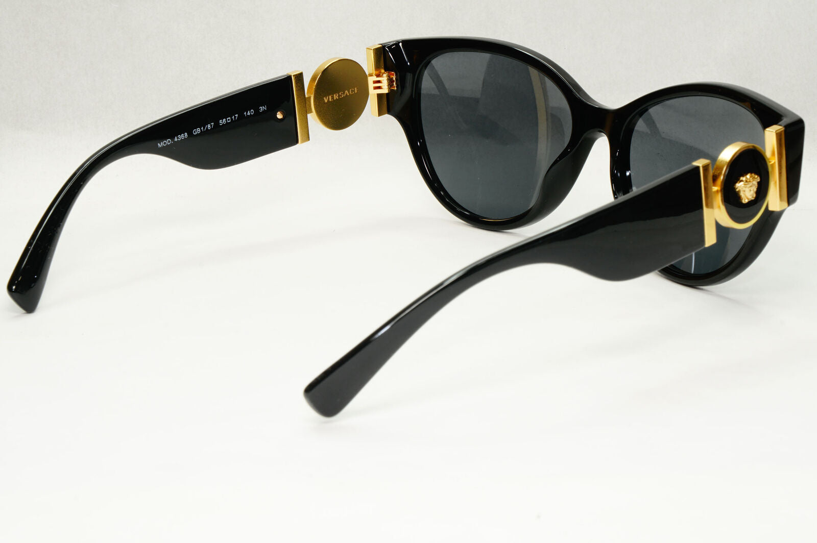 Versace Sunglasses Black Gold Medusa Full Rim Cat Eye Womens MOD VE 4368 GB1/87