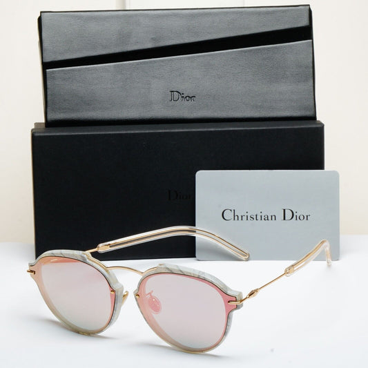 Dior Sunglasses Gold Grey Pale Pink Mirror Eclat GB70J 60mm 120125