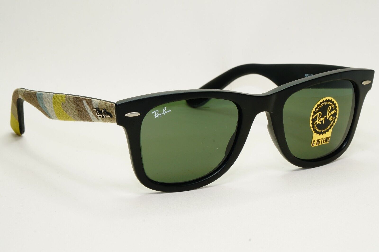 Ray-Ban Sunglasses Wayfarer Black Green Urban Camoflauge RB 2140 6065 50mm