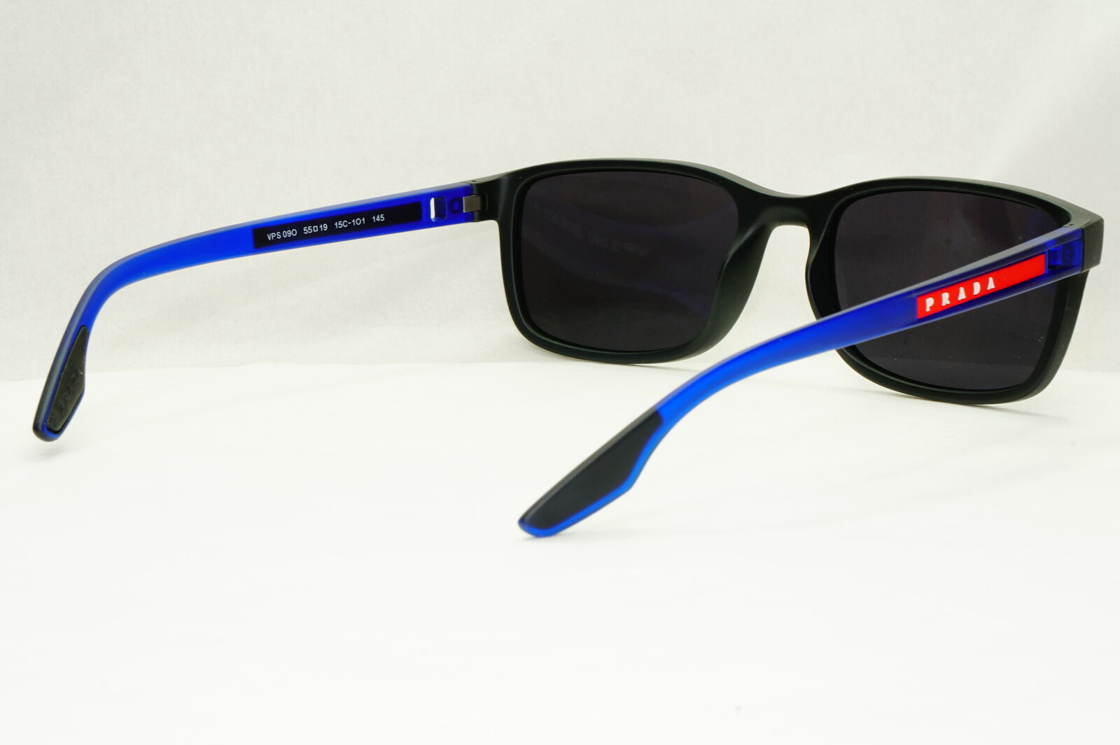 Prada Sunglasses Black Blue Square Rectangle PS09OV VPS 09O 15C-1O1 55mm 080623