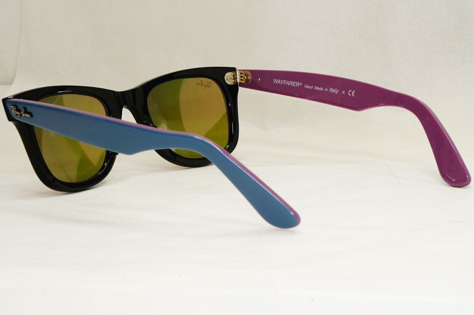 Ray-Ban Sunglasses Wayfarer Black Blue Mirror Violet Fuxia RB 2140 1174/4T 50mm