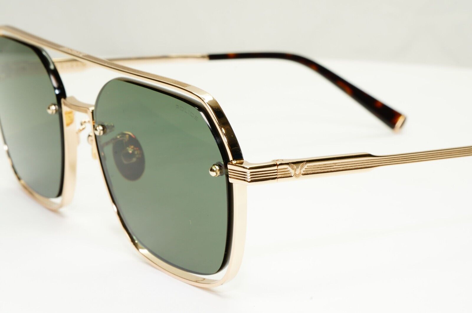 Police Lewis Hamilton F1 Sunglasses Gold Green Square Pilot SPL E18 COL 0300