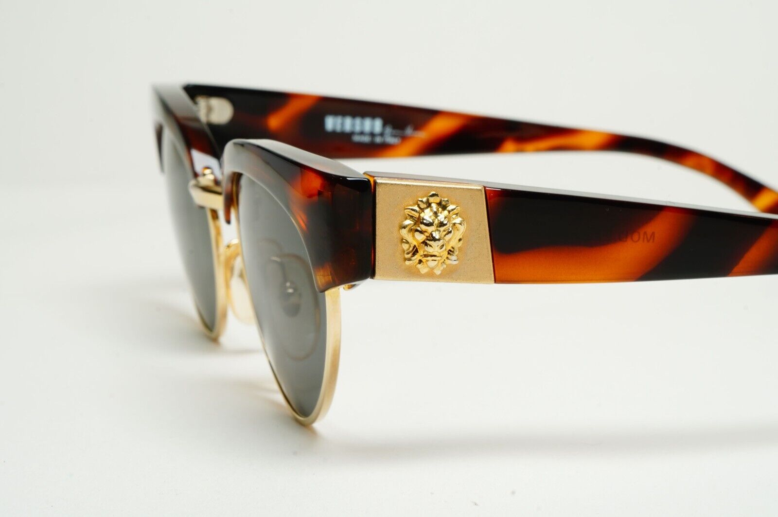 Versus Sunglasses 1996 by Gianni Versace Vintage Brown Gold Lion MOD E22 COL 649