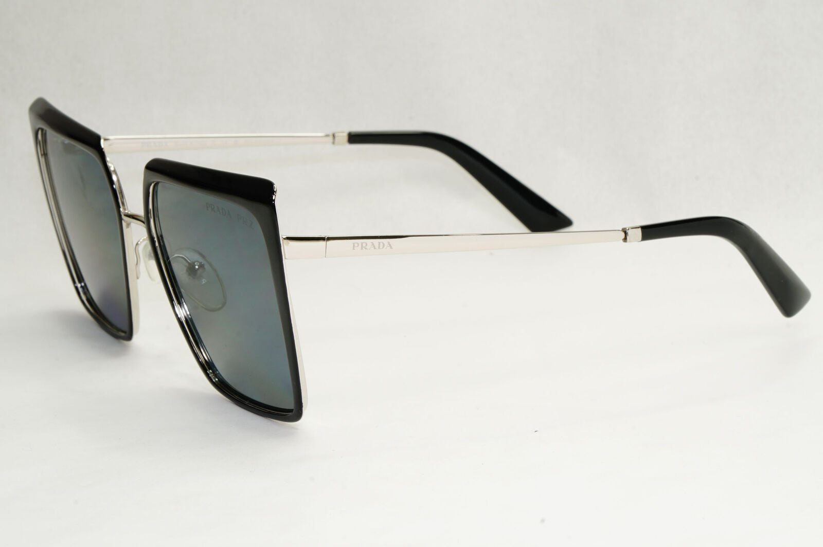 Prada Sunglasses Polarized Black Grey Square Metal PR58WS SPR 58W 1AB-5Z1 57mm