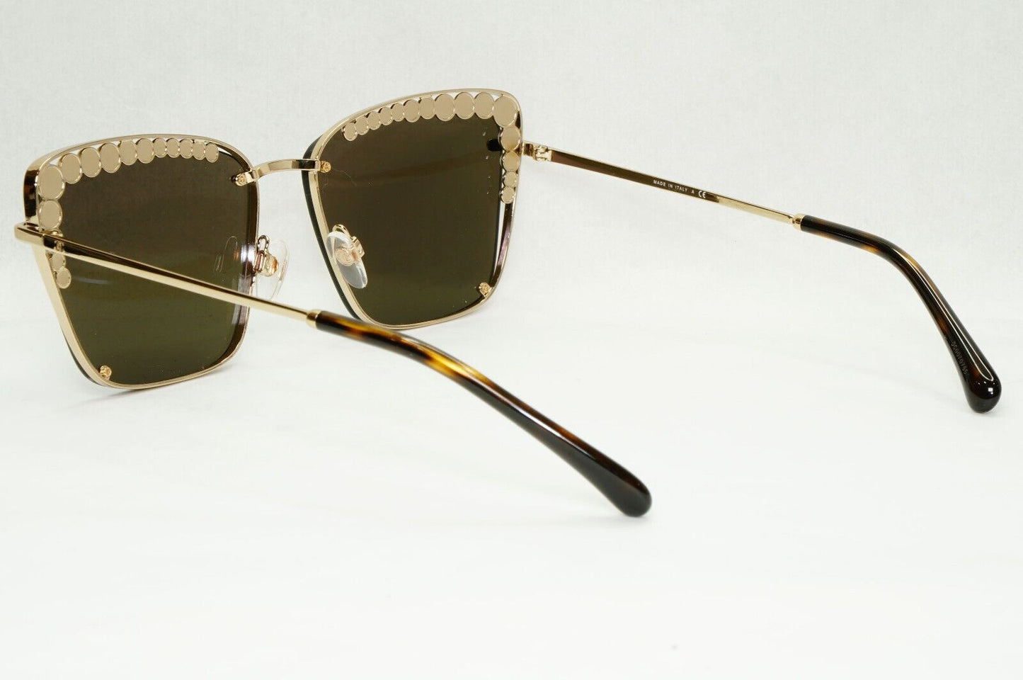 Chanel Sunglasses Gold Pearl Square Metal Pale Brown Green 4235-H C395/S7 041223