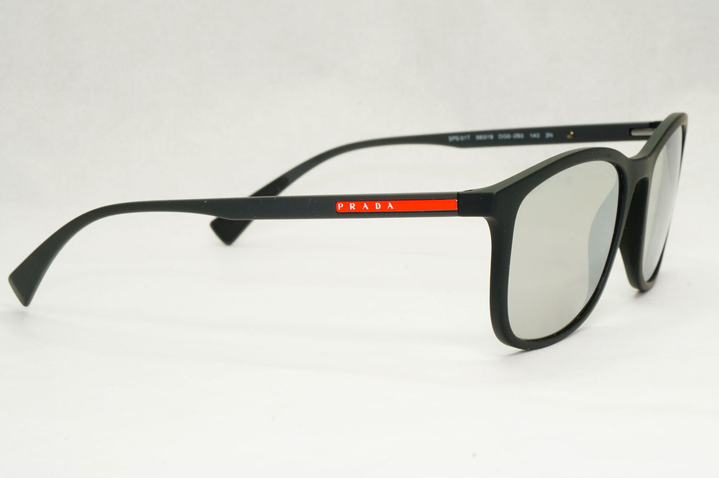 Prada Sunglasses Black Silver Mirror Square PS01TS SPS 01T DG0-2B0 56mm 050124