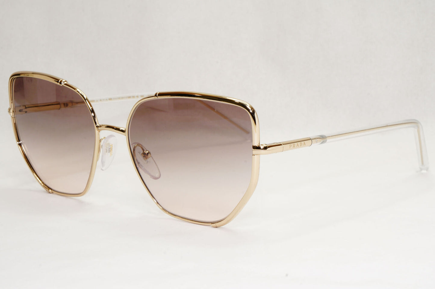 Prada Sunglasses Gold Grey Gradient Metal Square PR50WS SPR 50W ZVN-4K0 58mm