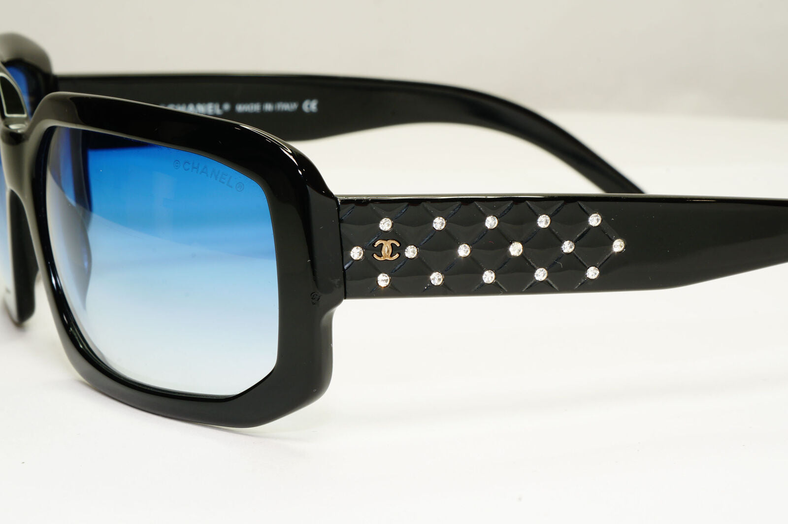 Chanel 2008 Vintage Sunglasses Black Blue Crystal 5063-B c.501/19 221122