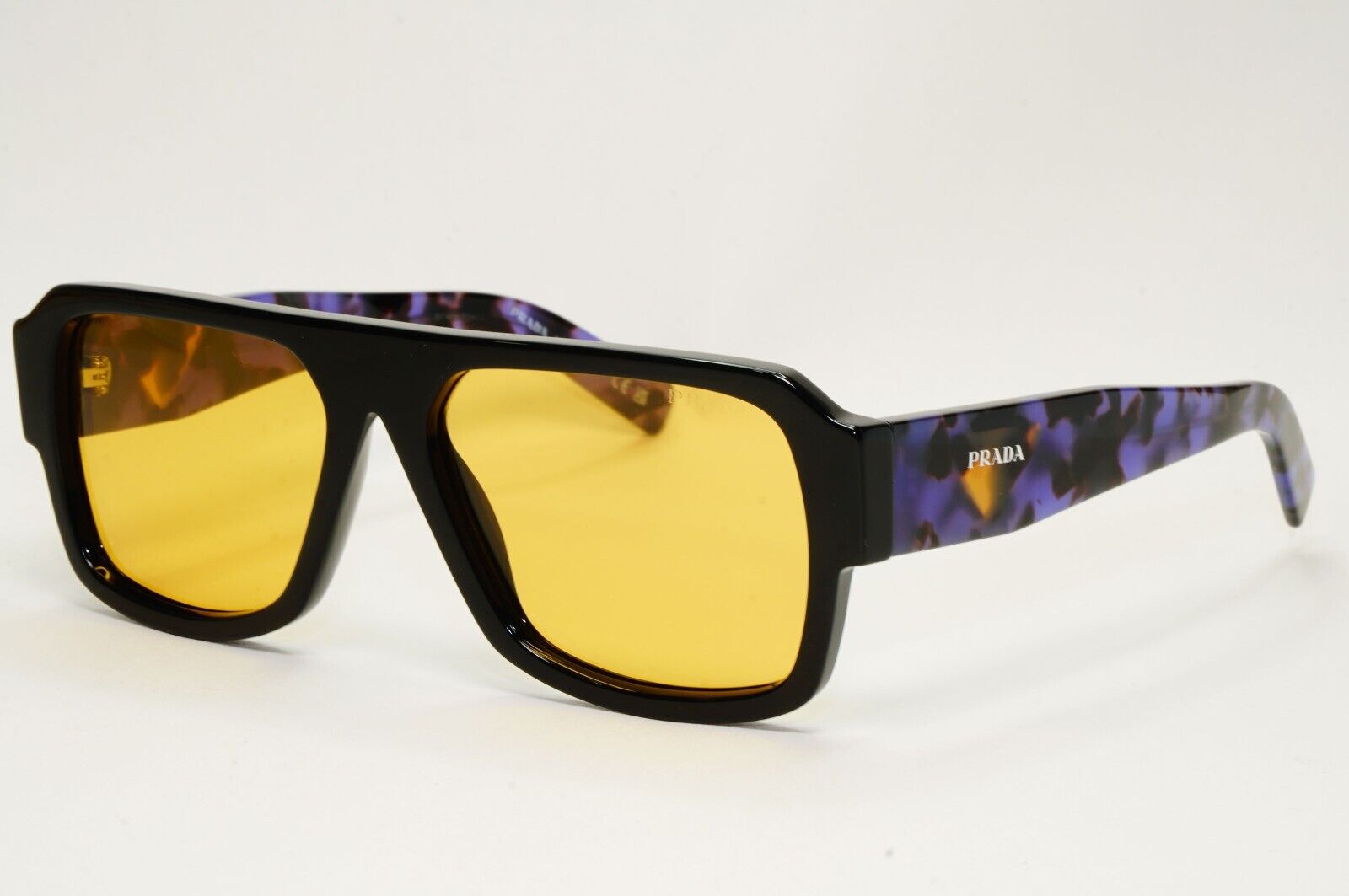 Prada Sunglasses Symbole Square Black Yellow Violet Marble PR22YS SPR 22Y 1AB0B7
