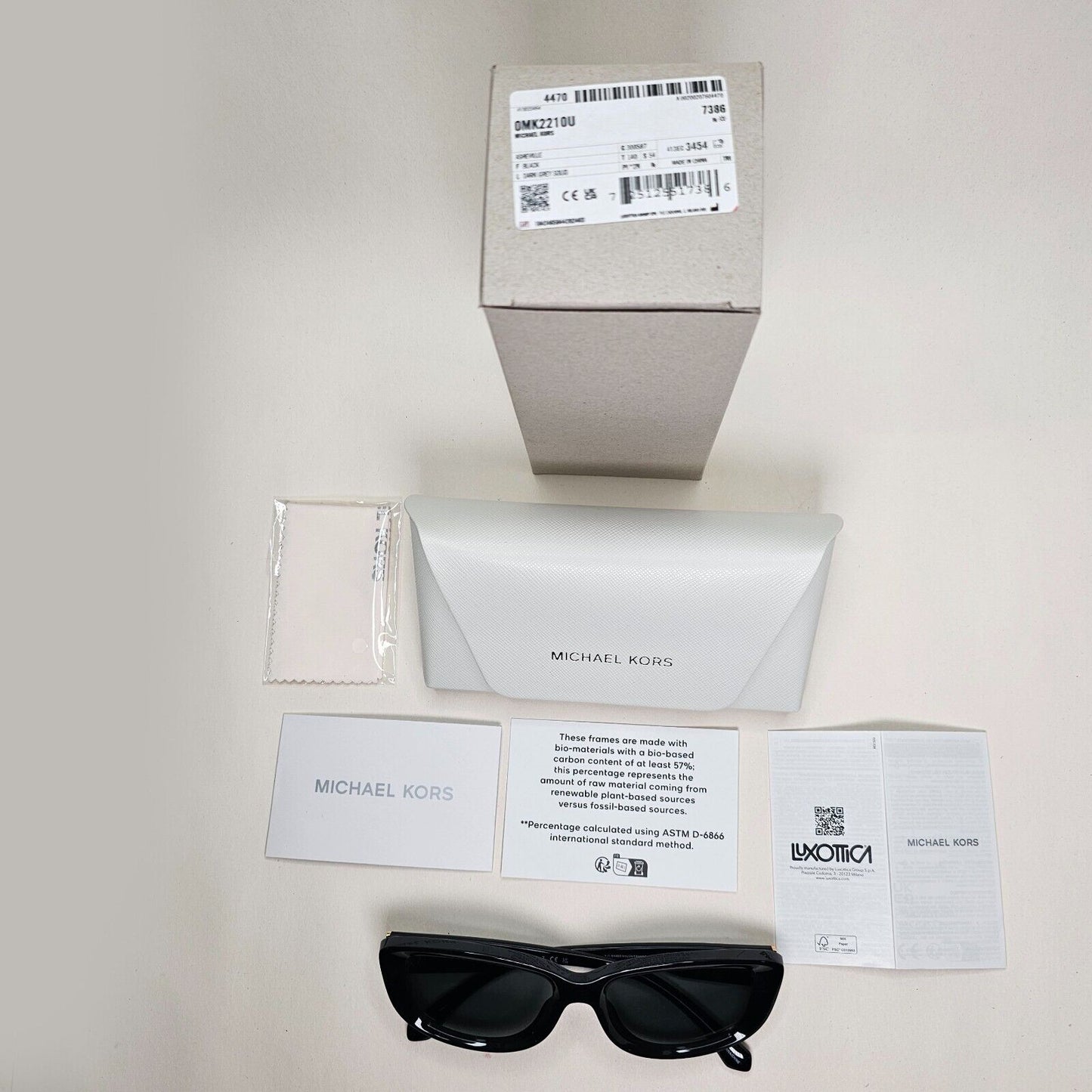 Michael Kors Sunglasses Asheville Black Glossy Grey Rectangle MK 2210U 3005/87