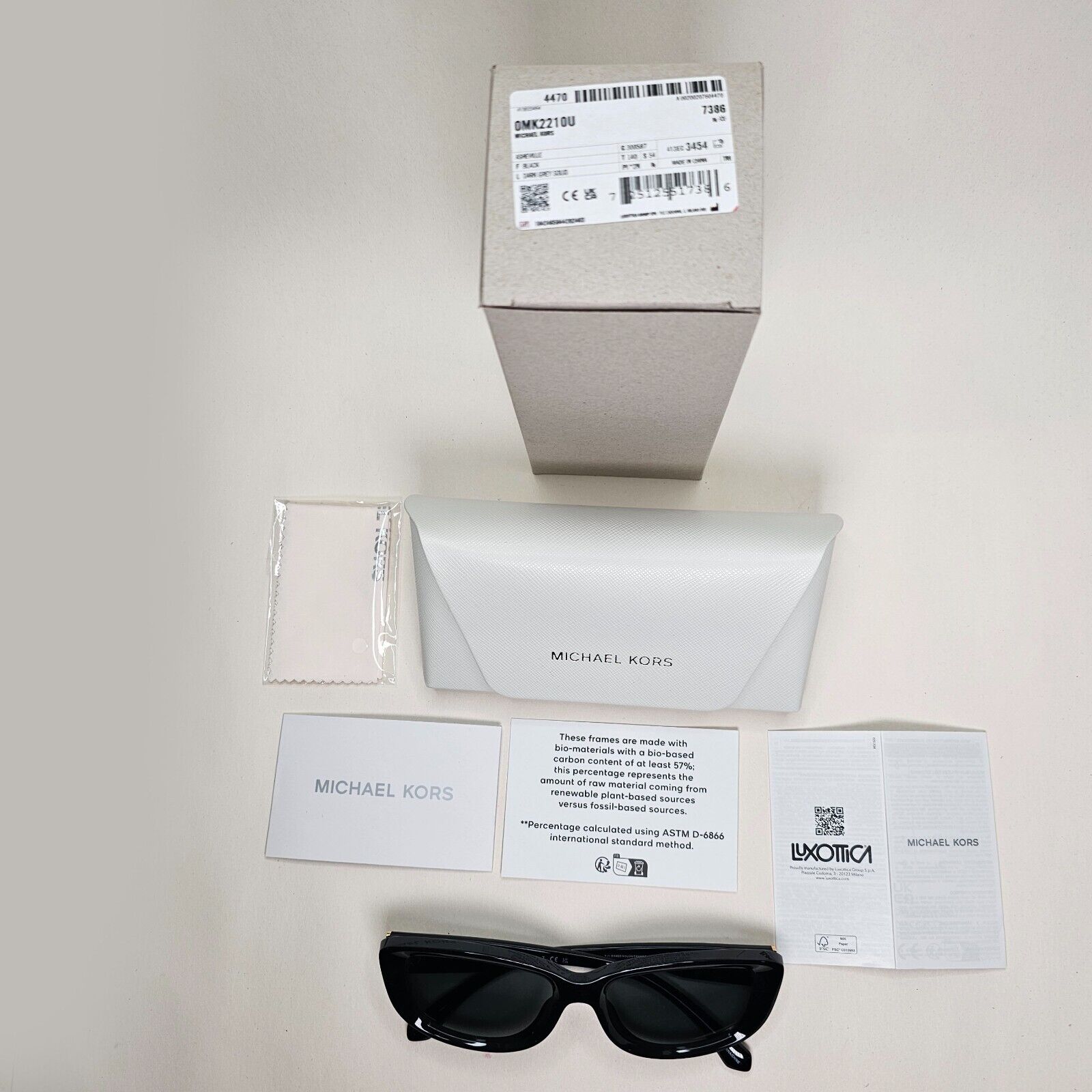 Michael Kors Sunglasses Asheville Black Glossy Grey Rectangle MK 2210U 3005/87