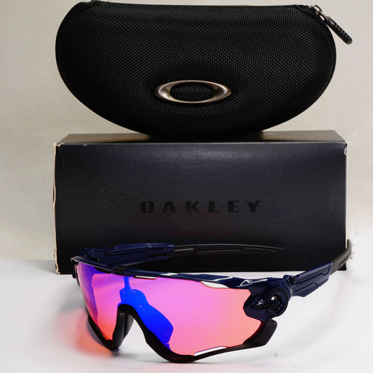 Oakley Sunglasses Jawbreaker Shield Black Navy Blue Prizm Trail OO 9290 04