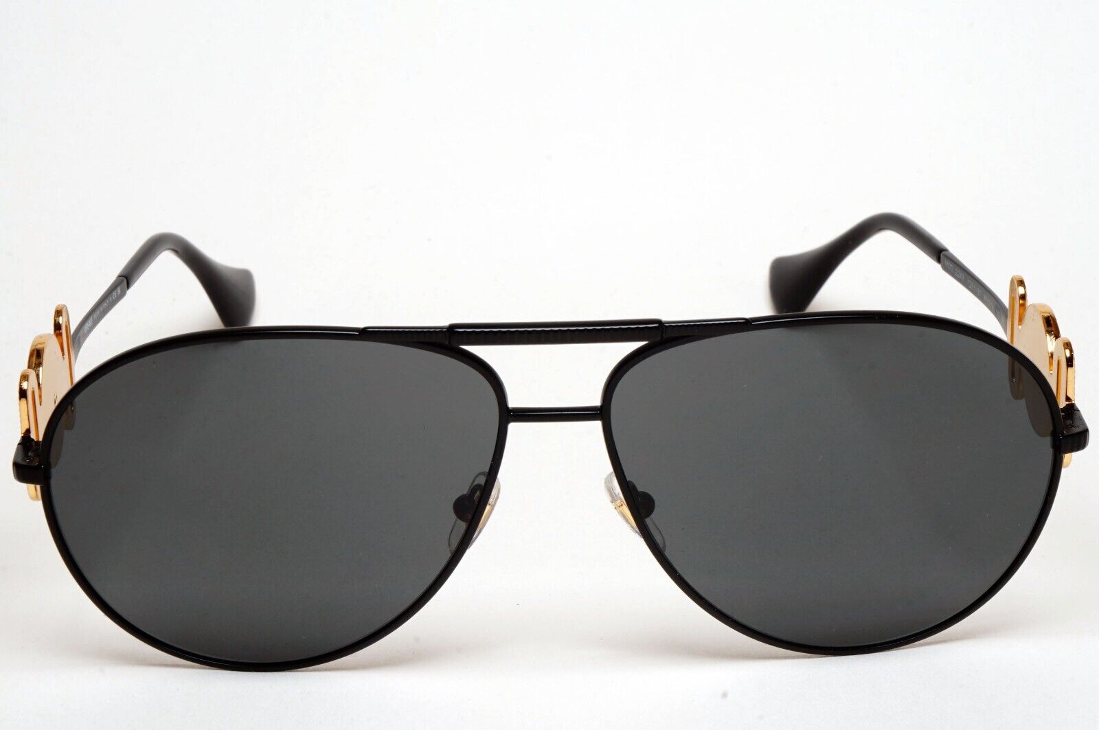 Versace Sunglasses Black Matte Gold Medusa Pilot MOD VE 2249 1261/87 65mm