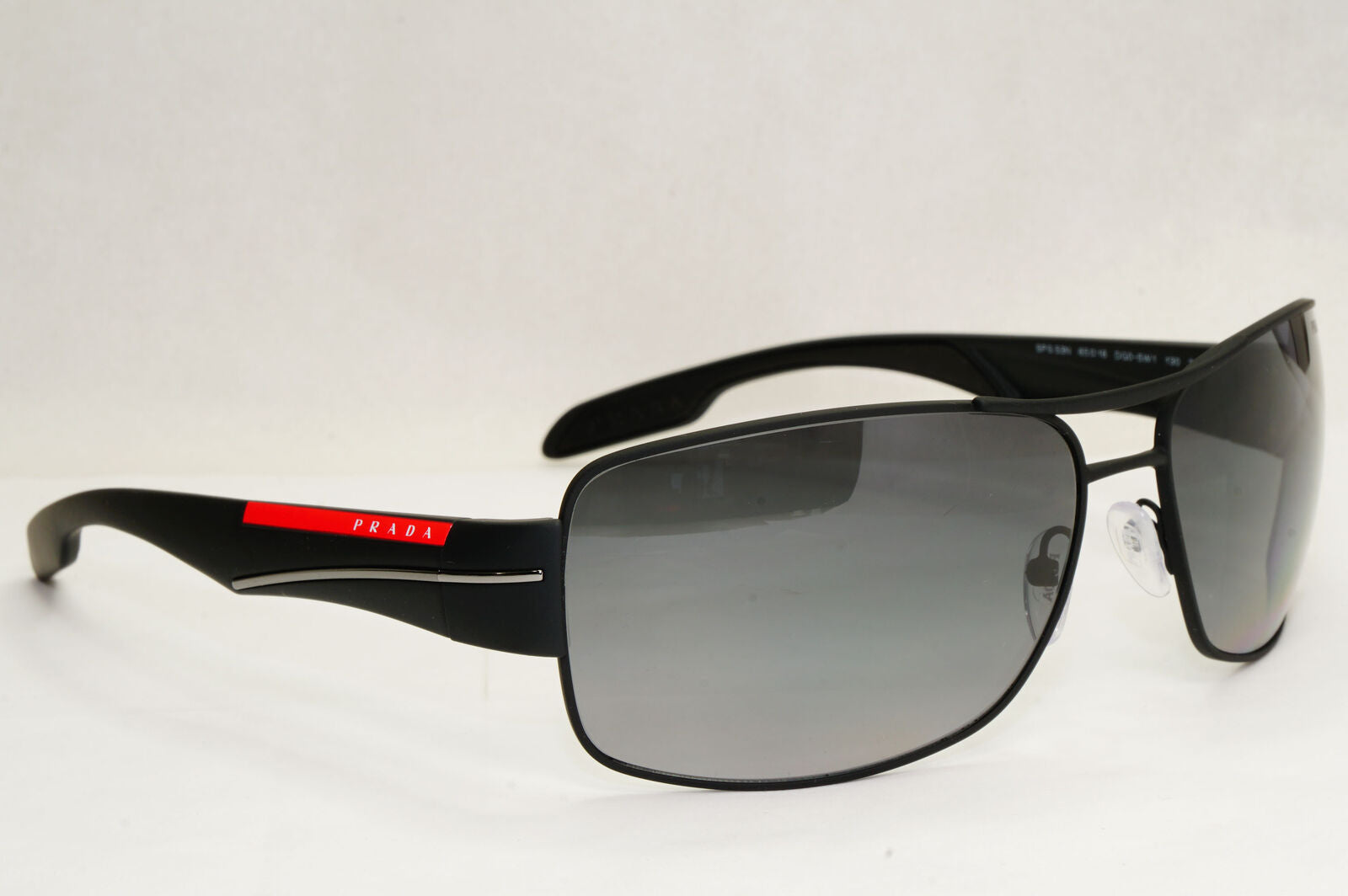 Prada Sunglasses Polarised Black Grey Gradient Wrap Rossa PS53NS SPS 53N DG0-5W1