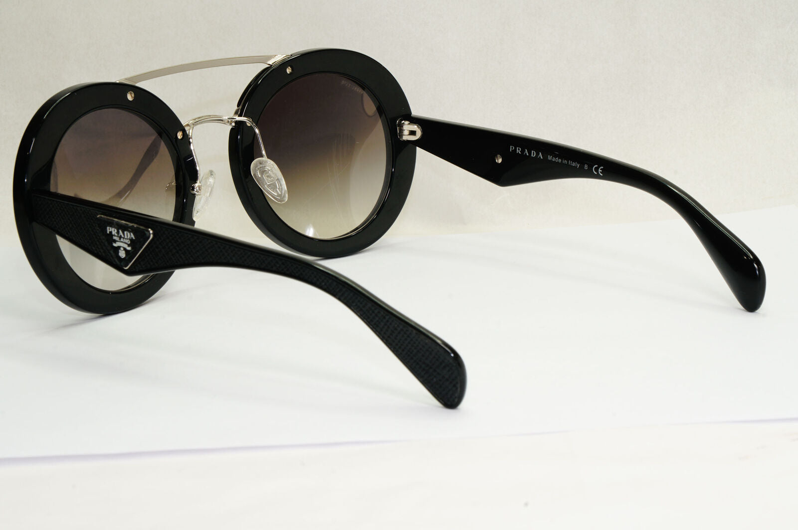 Prada Sunglasses Black Triangle Saffiano Leather PR15SS SPR 15S 1AB-0A7 190224