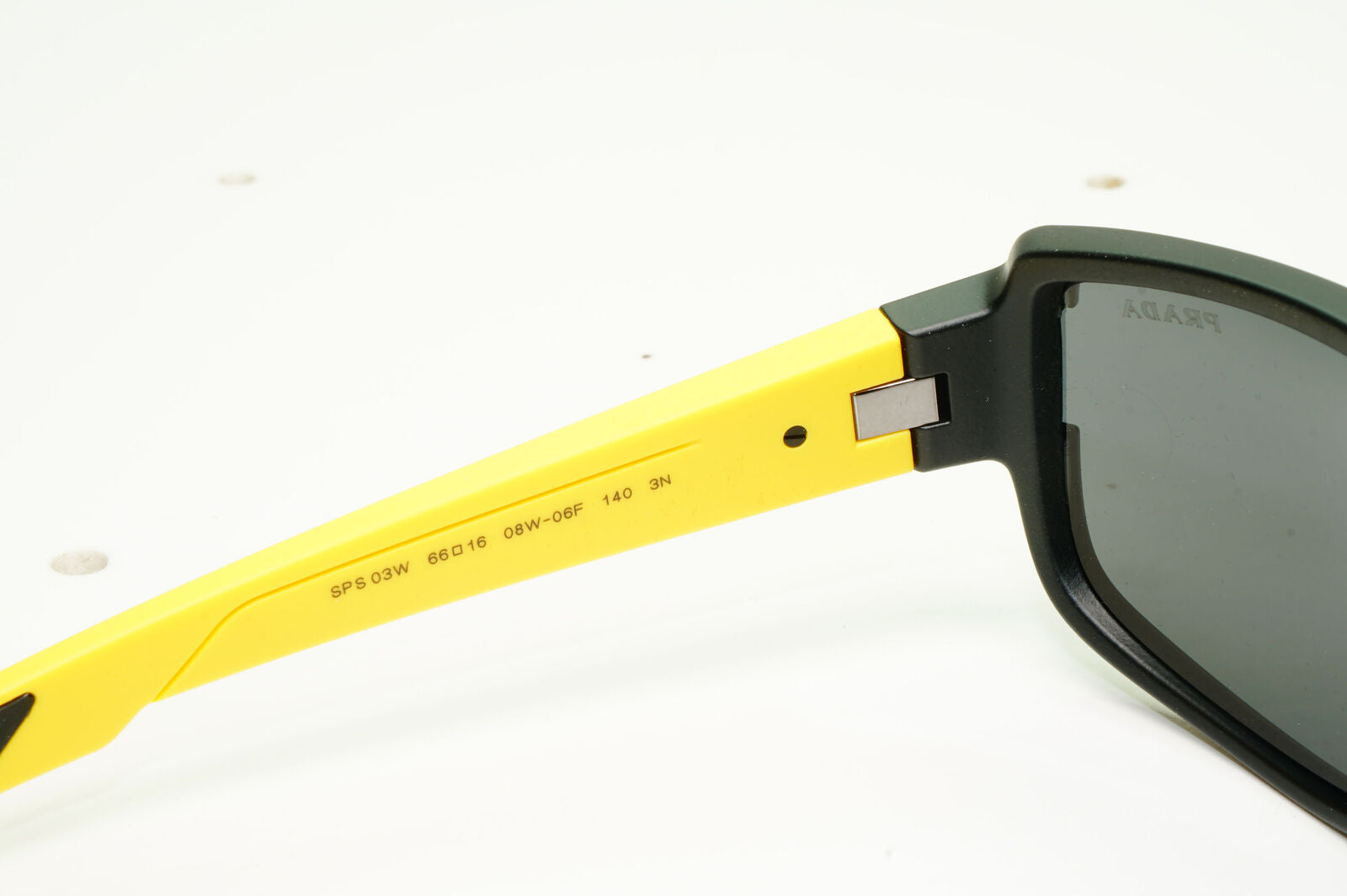 Prada Black Yellow Sunglasses Rectangle Red Stripe PS03WS SPS 03W 08W-06F