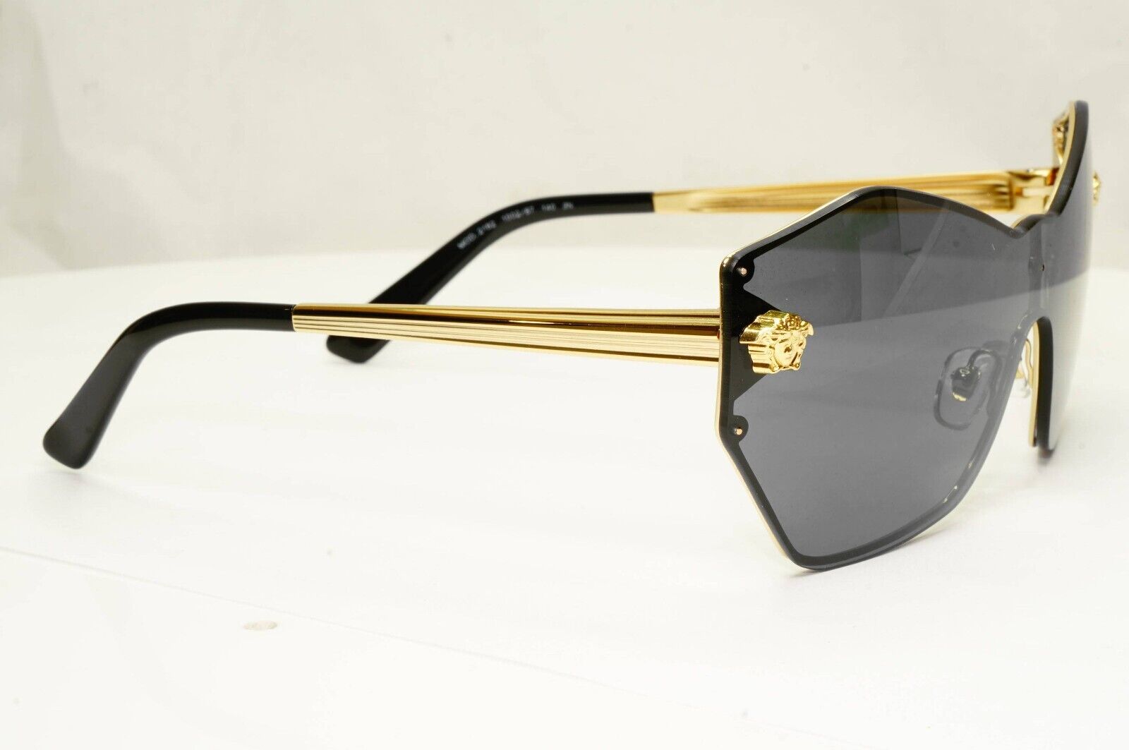 Versace Sunglasses Black Gold Medusa Shield Visor Angular MOD VE 2182 1002/87