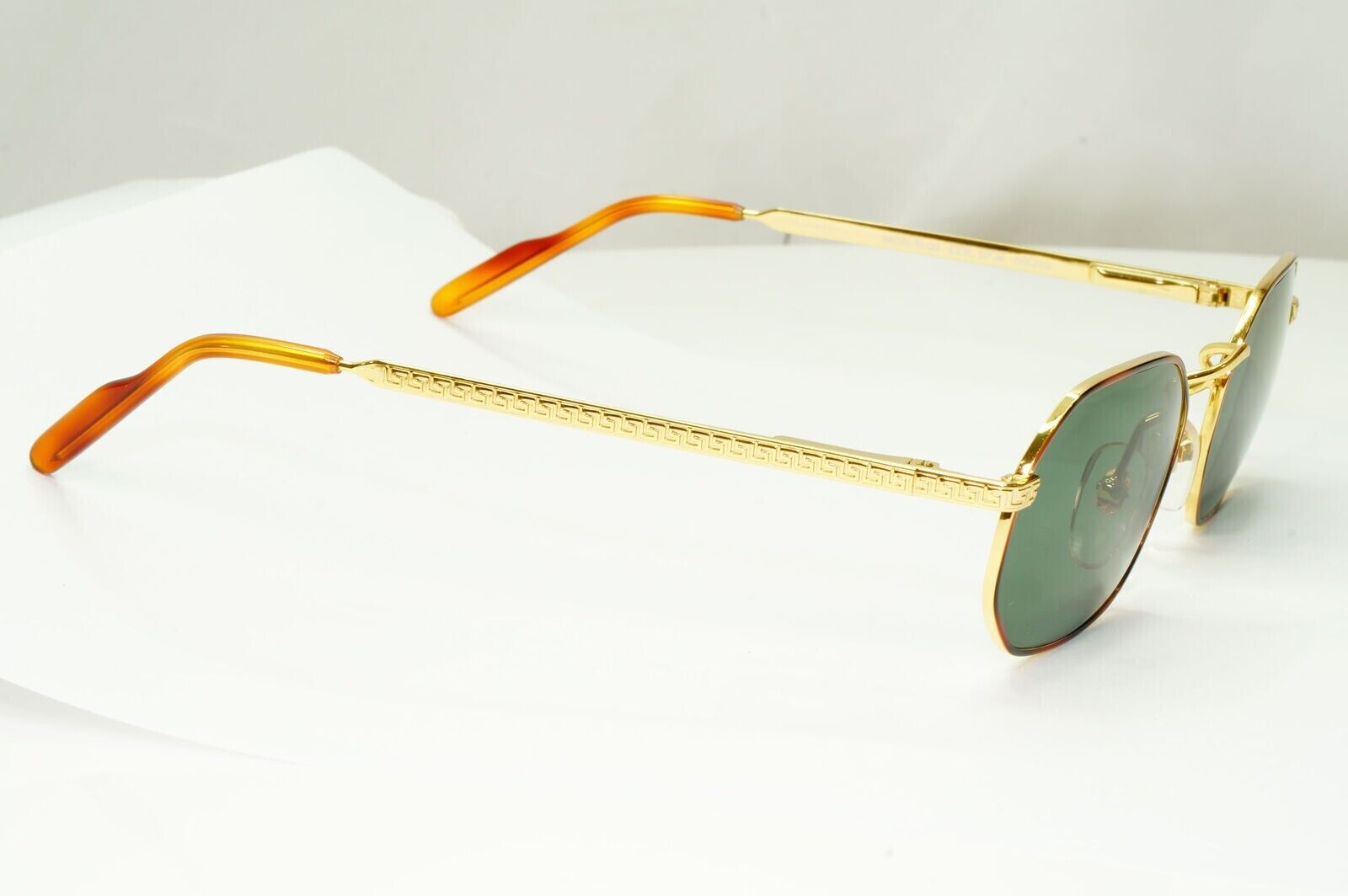 Gianni Versace 1995 Sunglasses Vintage Gold Green Hexagon MOD G09 COL 07M
