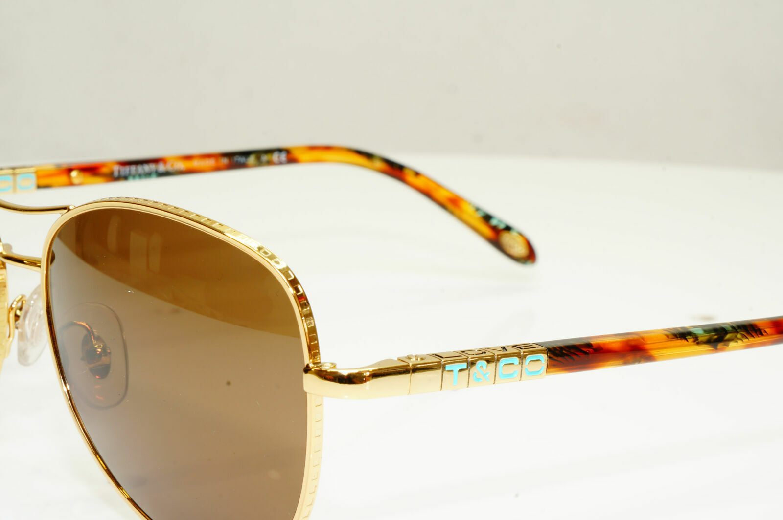Tiffany & Co Gold Brown Sunglasses Metal Pilot Womens TF 3041 Love 3002/3B 30205