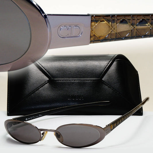 Dior Sunglasses 2002 Vintage Oval Grey Olive Gunmetal Casting 20Z Small 141024