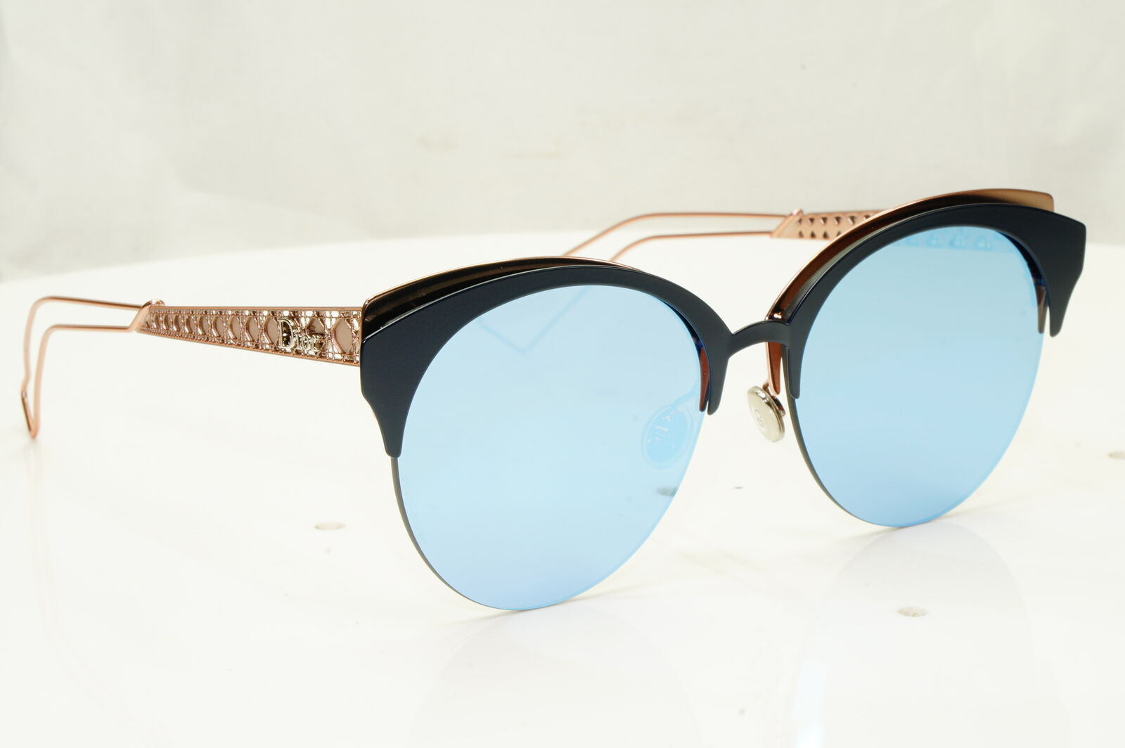 Authentic Dior Womens Mirror Metal Sunglasses Black Blue Gold Diorama Club FBXA4
