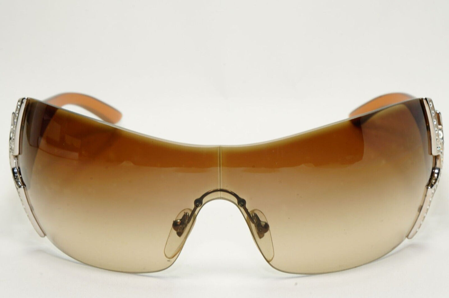 Bvlgari Sunglasses 2008 Vintage Brown Shield Crystal Large 651-B 945/13 051124
