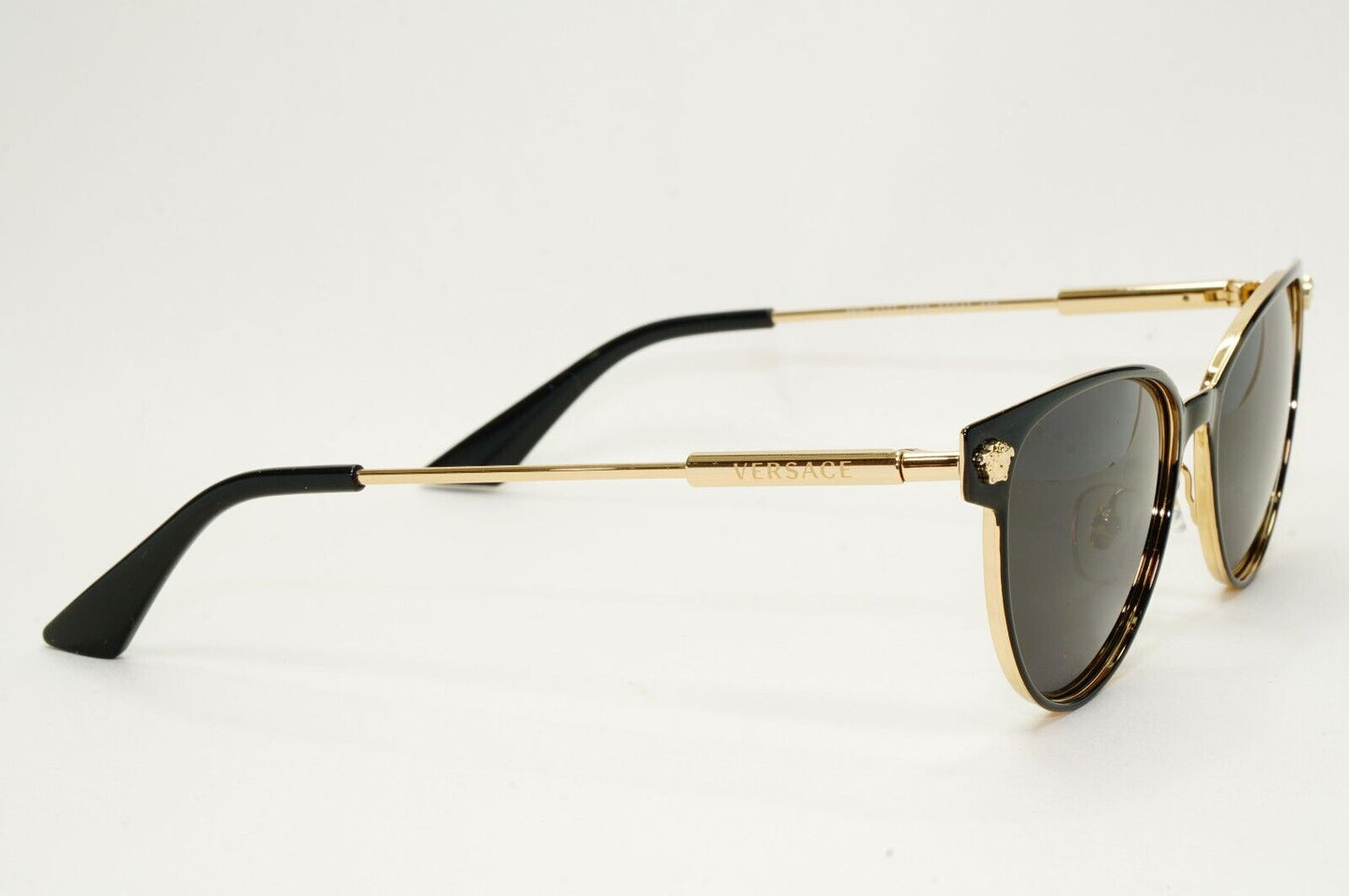 Versace Sunglasses Black Gold Medusa Metal Frame MOD VE 1277 1433 54mm