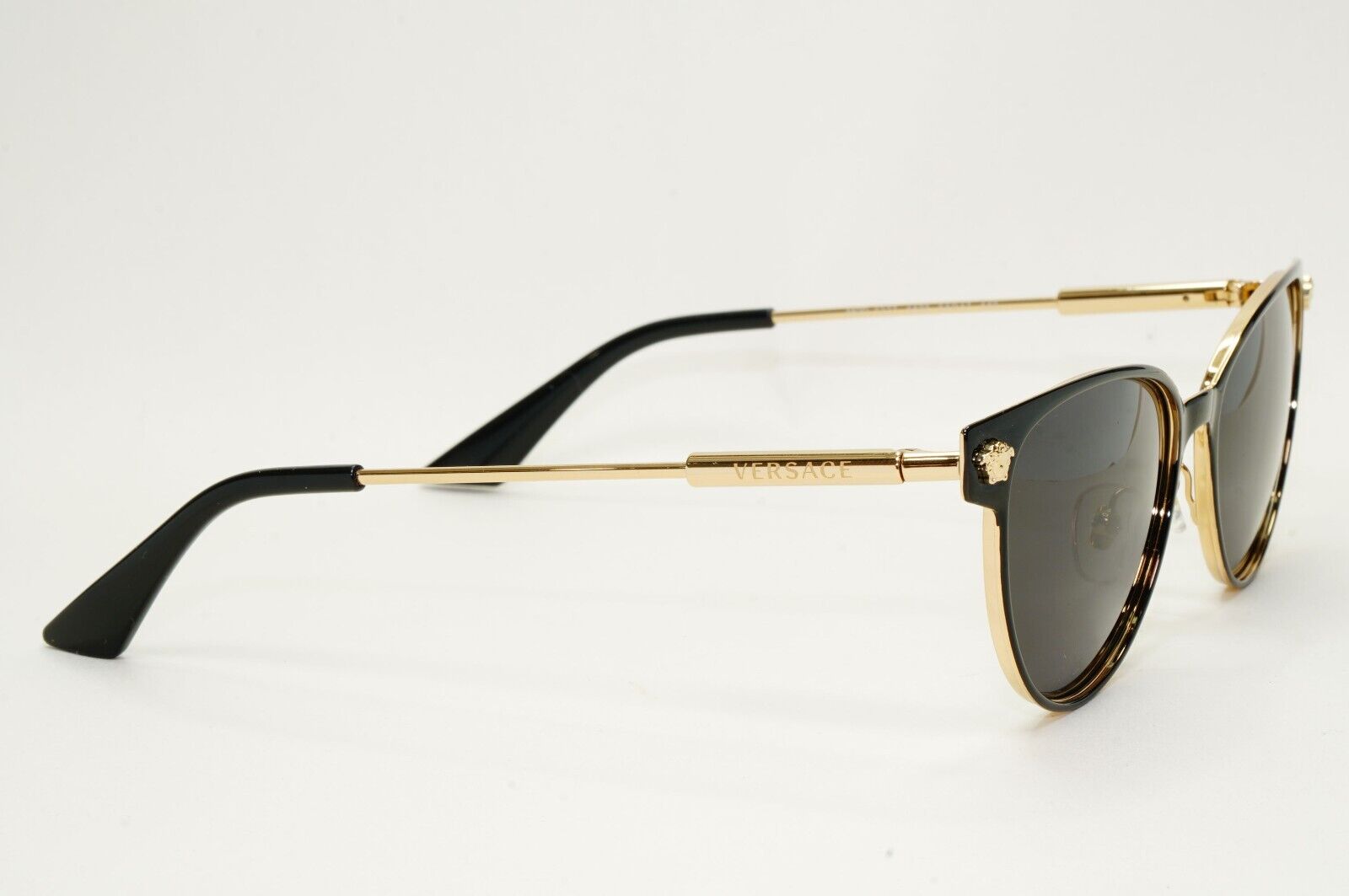 Versace Sunglasses Black Gold Medusa Metal Frame MOD VE 1277 1433 54mm
