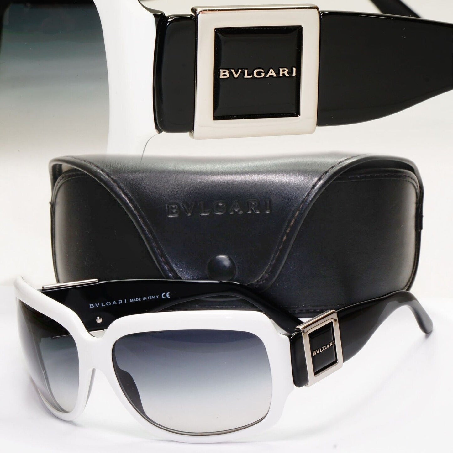 Bvlgari Sunglasses 2008 Vintage White Black Grey Gradient 8024 882/8G 121223