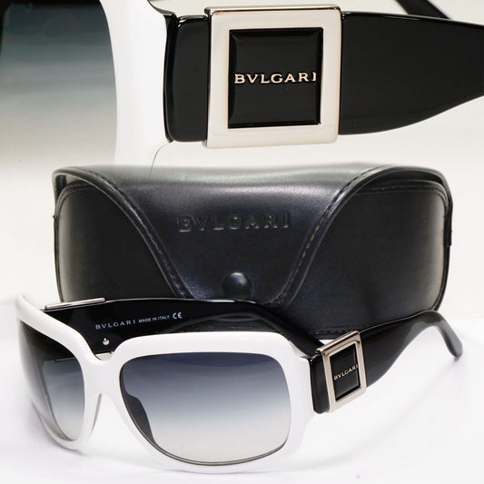 Bvlgari Sunglasses 2008 Vintage White Black Grey Gradient 8024 882/8G 121223