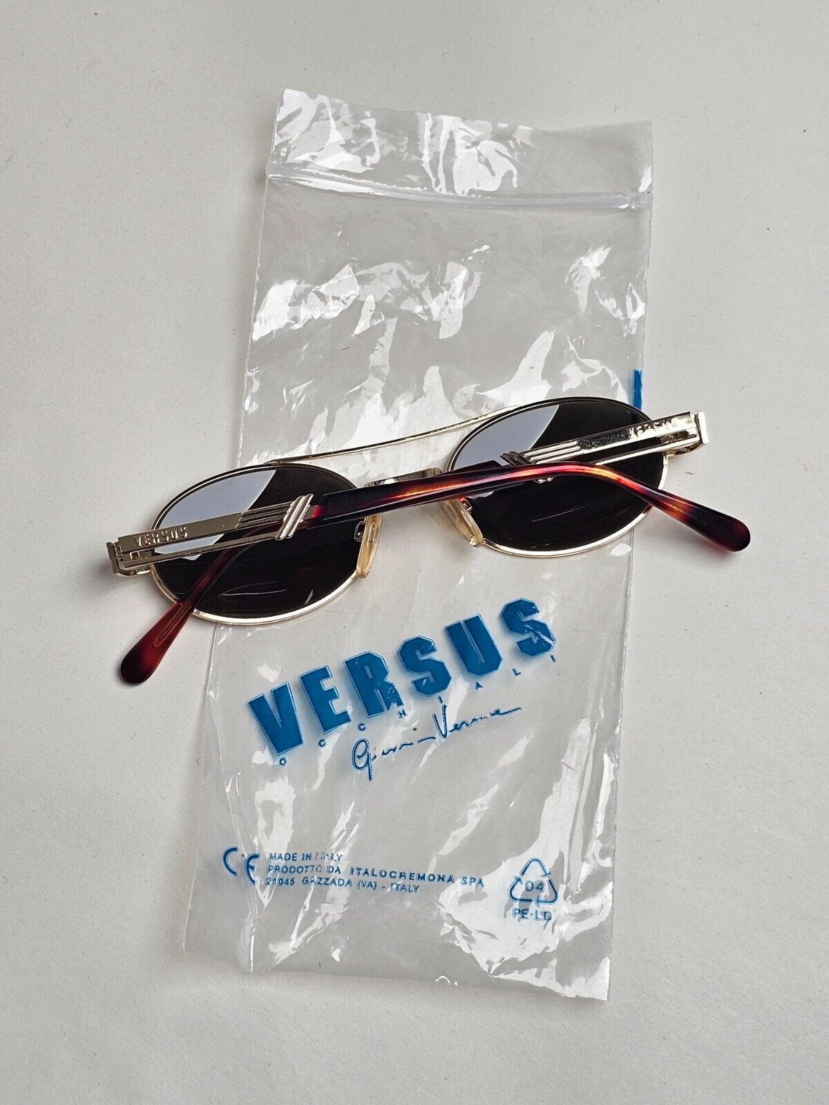 Versus Sunglasses 1996 by Gianni Versace Vintage Gold Grey Oval MOD F23 COL 030
