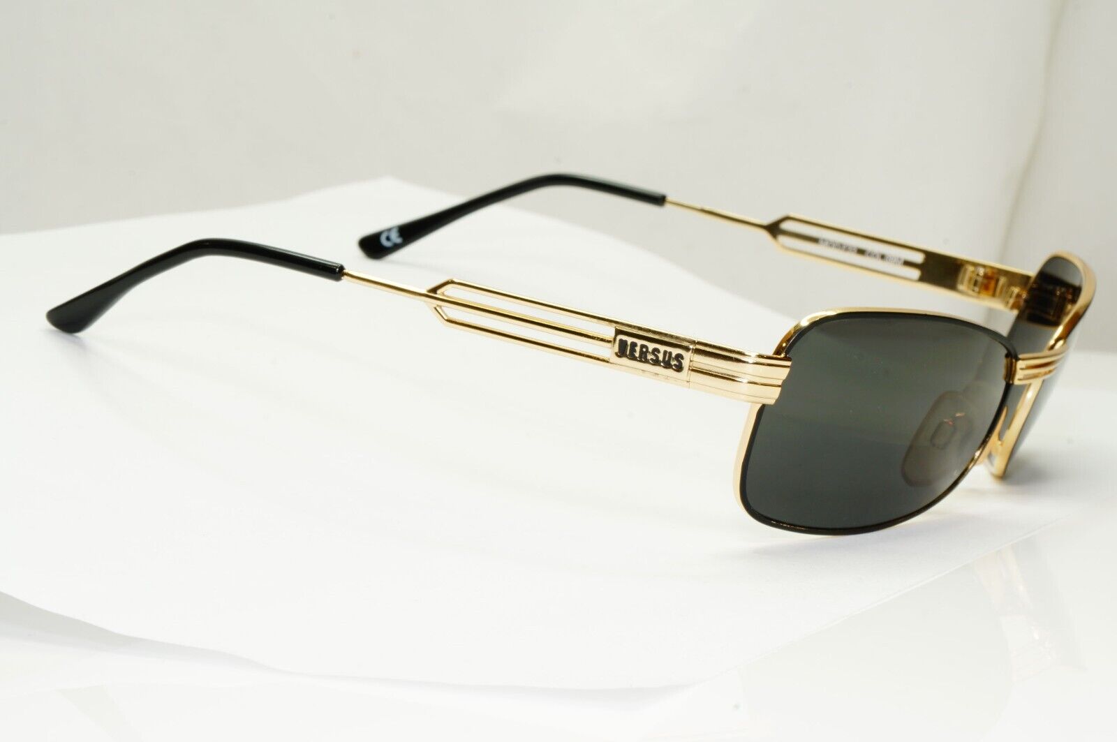 Versus 1996 by Gianni Versace Vintage Gold Black Sunglasses MOD F33 COL 09M