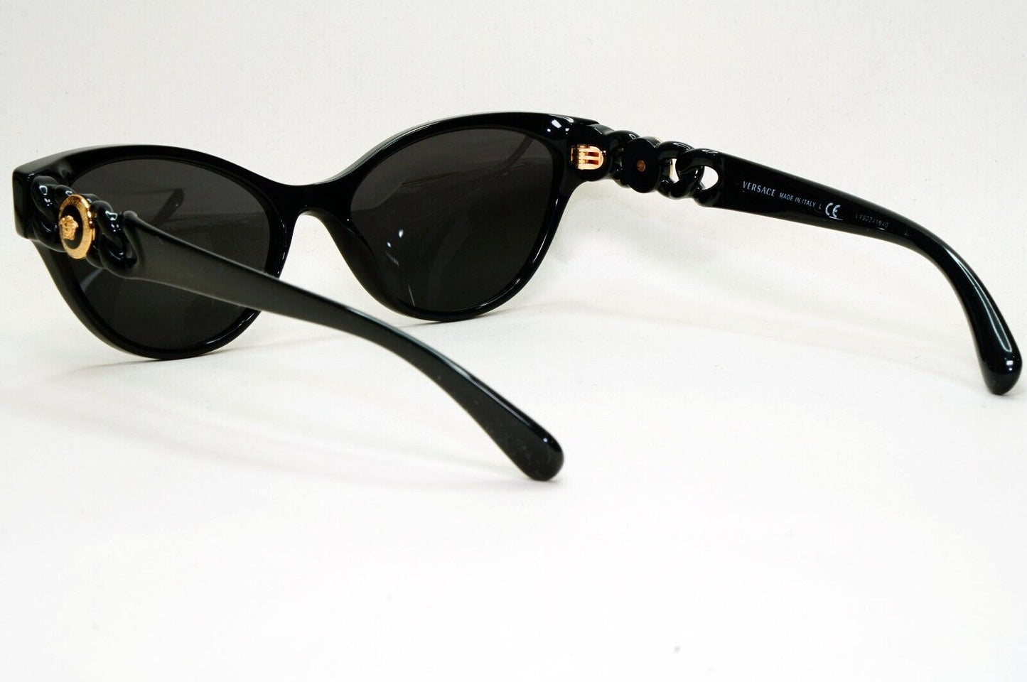 Versace Sunglasses Black Gold Medusa Chain Cat Eye MOD VE 3305 GB1 55mm
