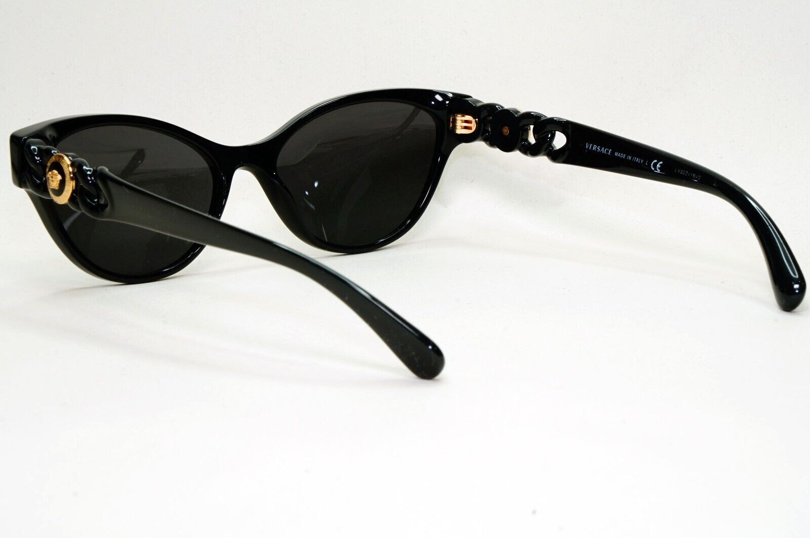 Versace Sunglasses Black Gold Medusa Chain Cat Eye MOD VE 3305 GB1 55mm
