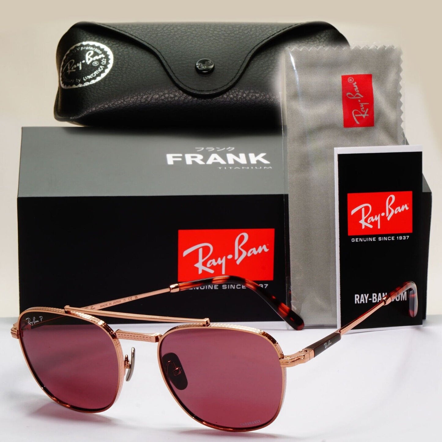 Ray-Ban Sunglasses Frank II Titanium Polarized Rose Gold RB 8258 3140/AF 54mm