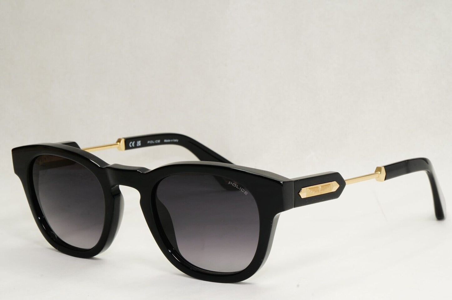 Police Sunglasses Black Gold Grey Gradient Thick Rim SPL F70 Prince 1 COL 0700