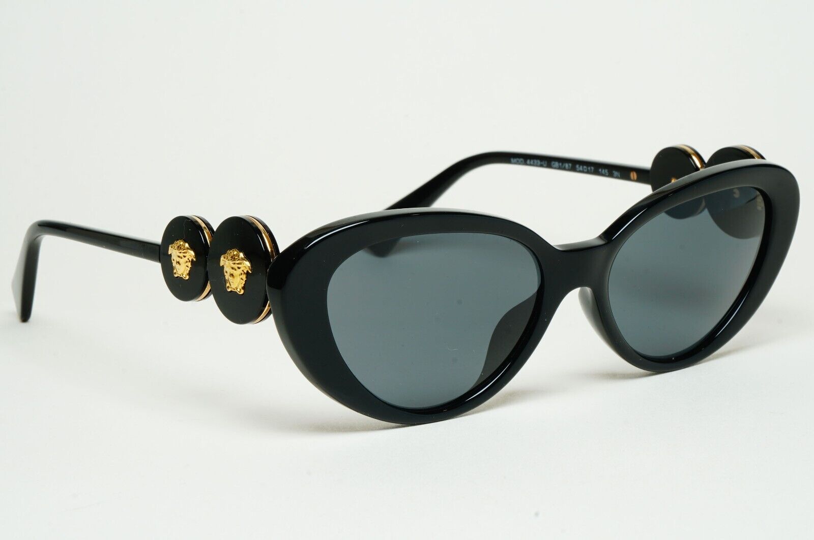 Versace Sunglasses Black Cat Eye Gold Medusa MOD VE 4433-U GB1/87 54mm