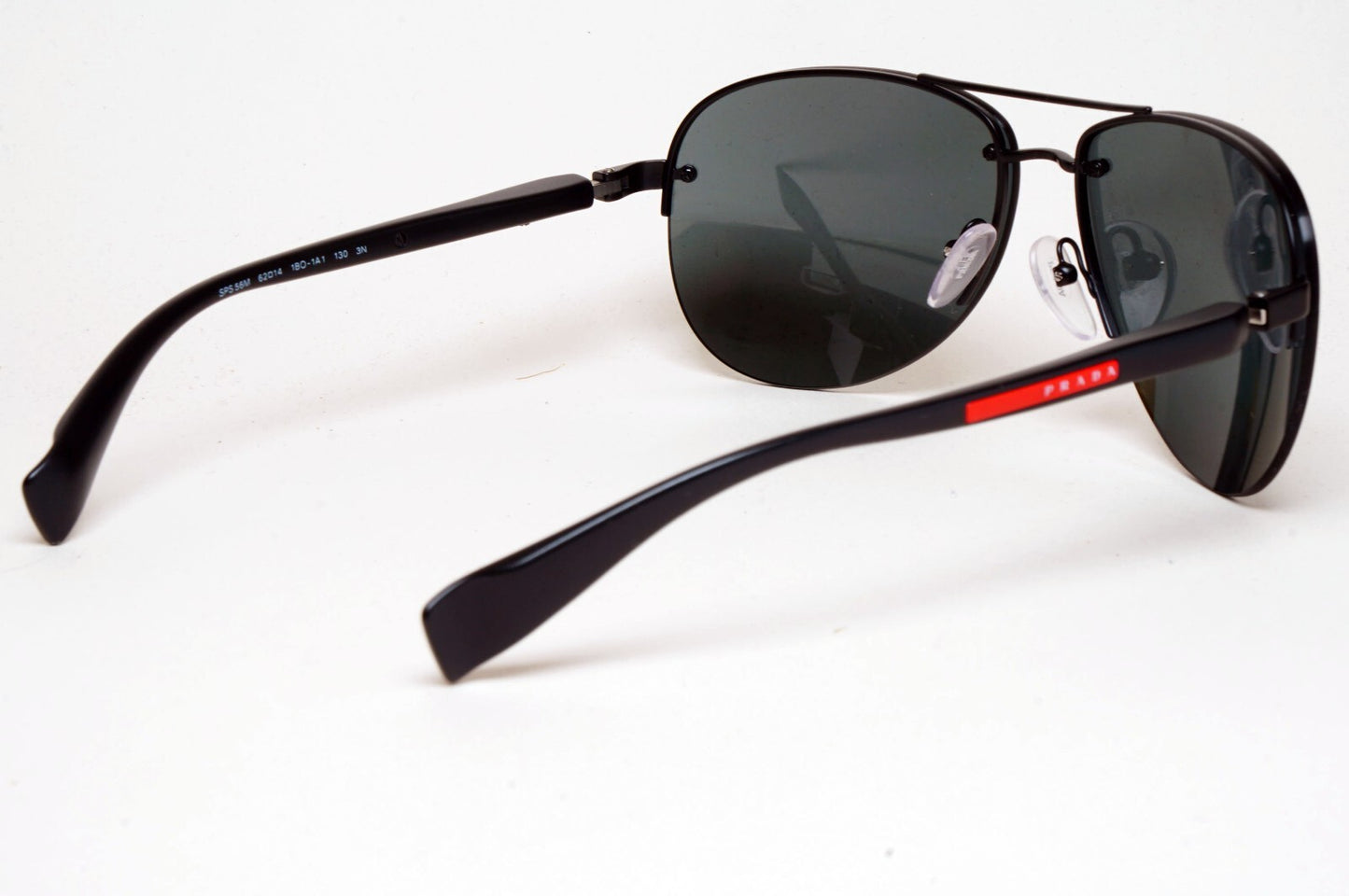 Prada Sunglasses Rimless Pilot Black Grey PS56MS SPS 56M 1BO-1A1 62mm