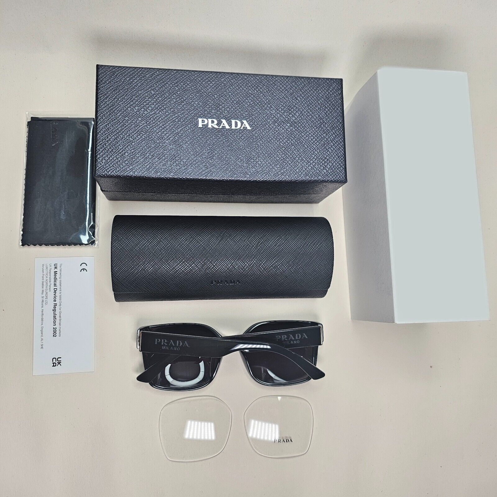 Prada Sunglasses Black Square Glossy Womens PR10WV VPR 10W 1AB-1O1 54mm