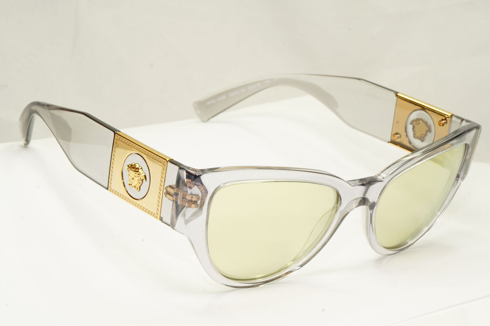 Authentic Versace Womens Clear Gold Big Medusa Logo Sunglasses 4398 5305/V9