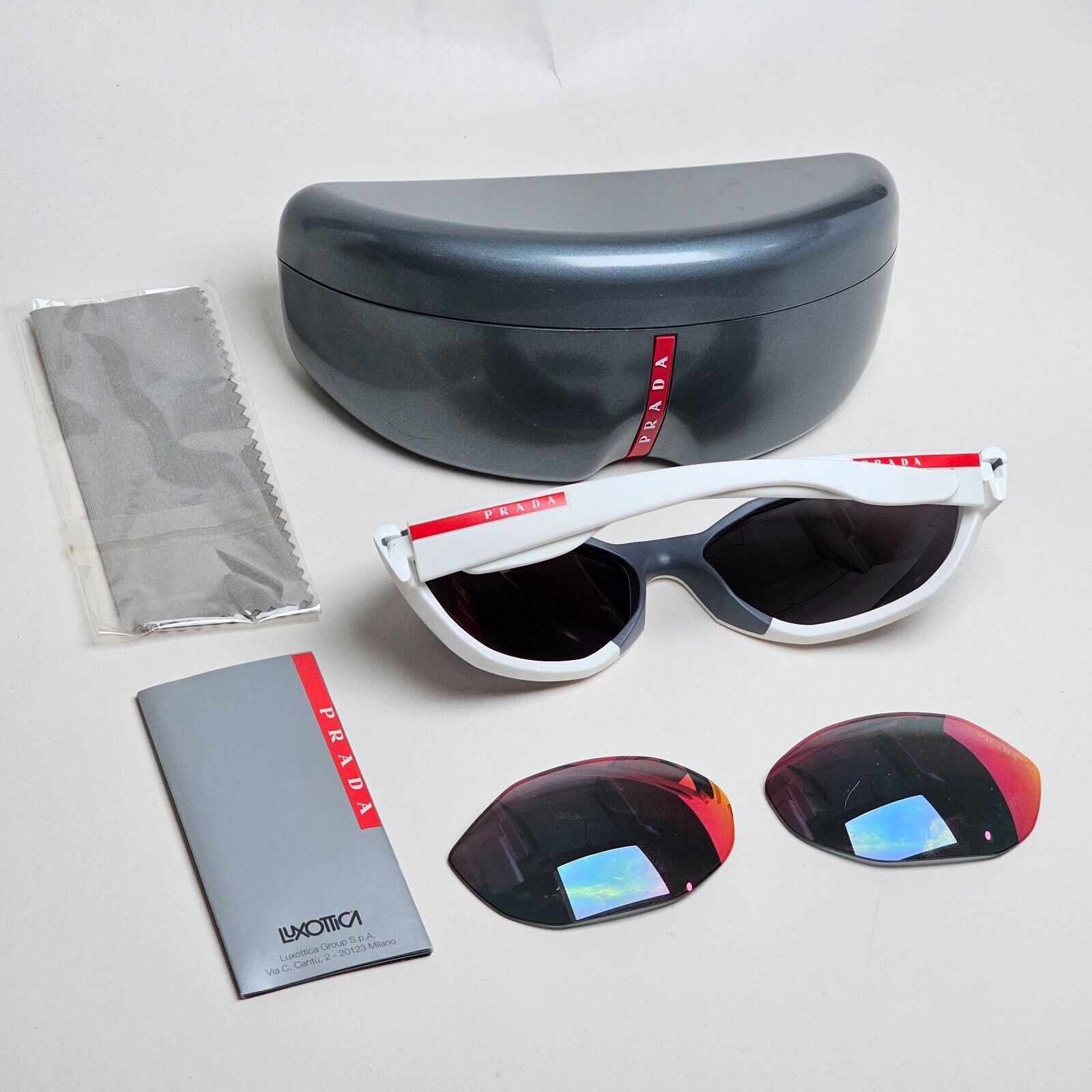 Prada Sunglasses White Black Wrap Angular PS04US SPS 04U AAI-9Q1 231124