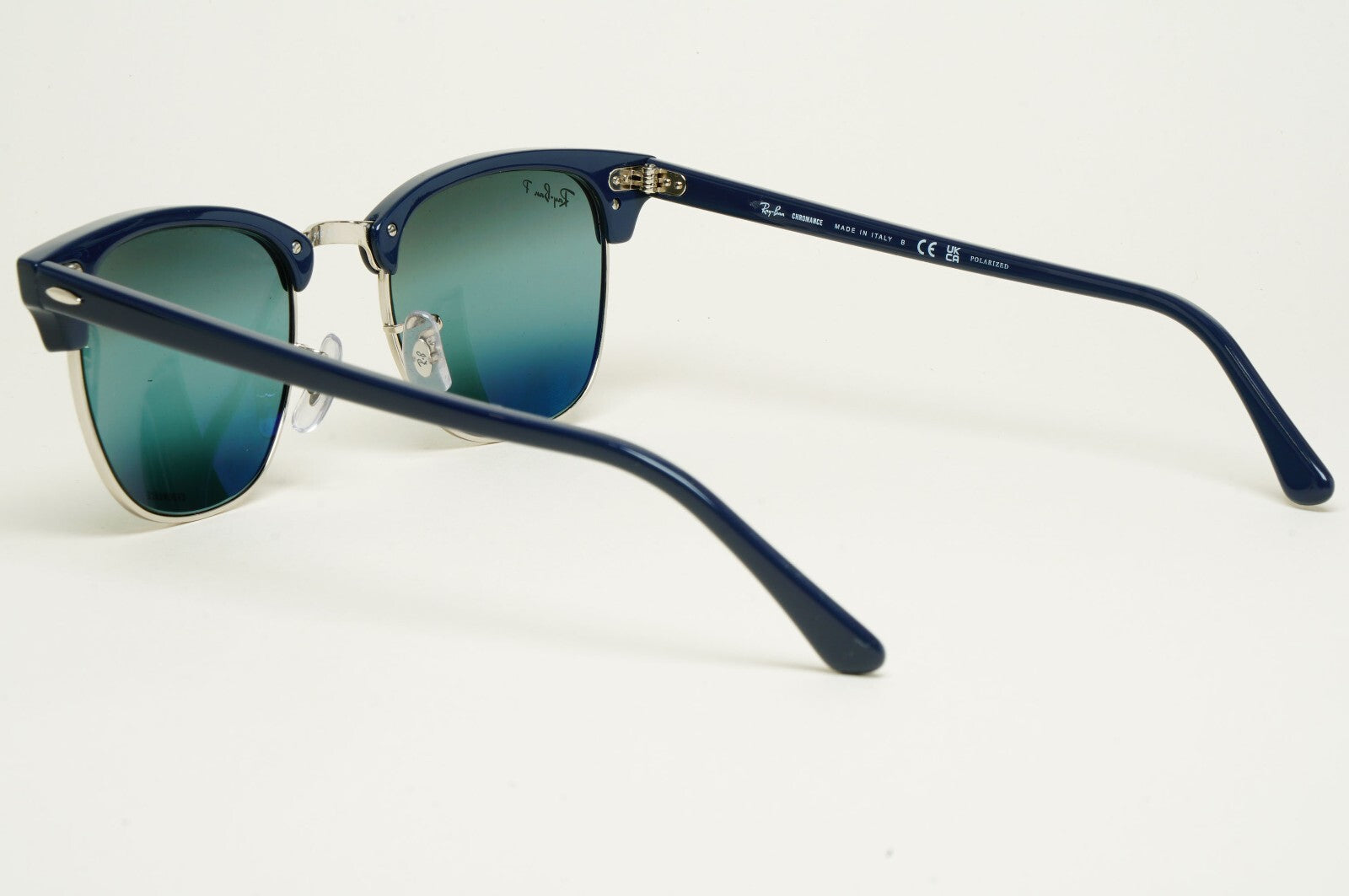Ray-Ban Sunglasses Clubmaster Polarised Blue Chromance Mirror RB 3016 1366/G6