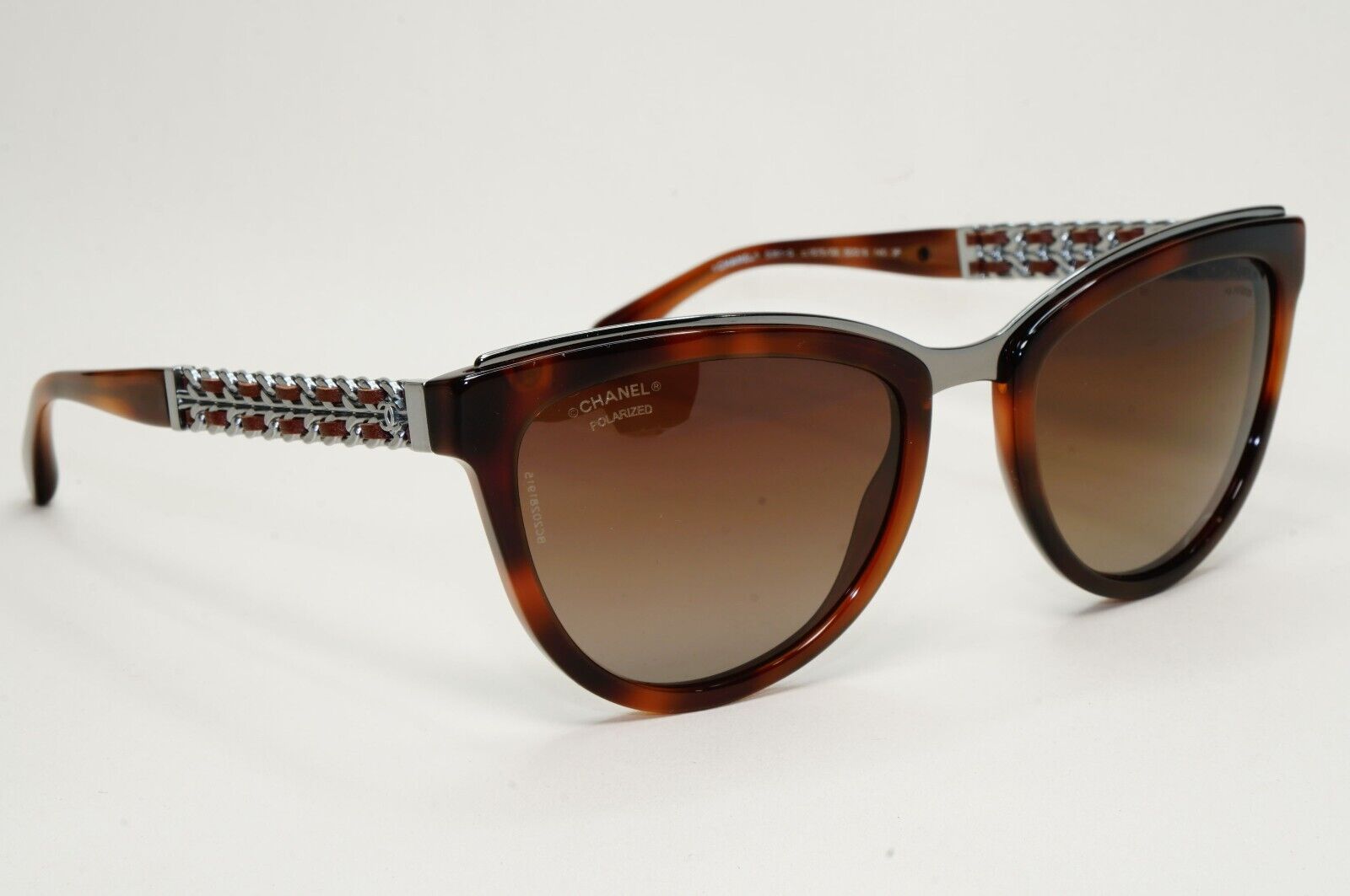 Chanel Sunglasses Polarized Brown Gradient Silver Leather Chain 5361-Q c.1575/S9