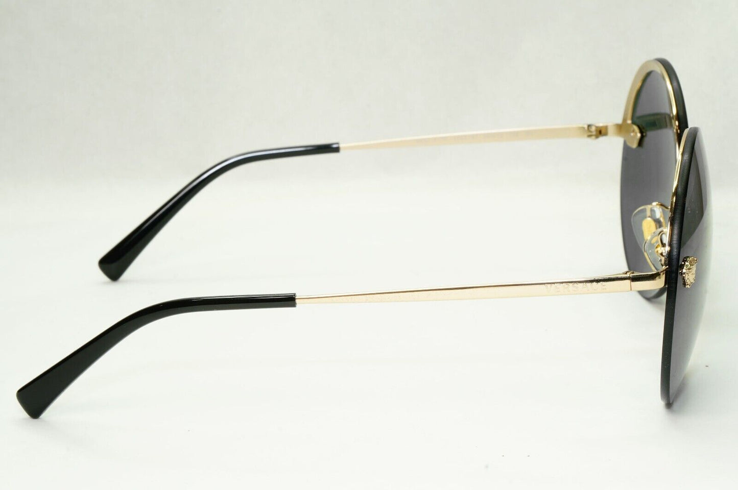 Versace Sunglasses Gold Black Round Medusa Rimless Metal MOD VE 2176 1252/87